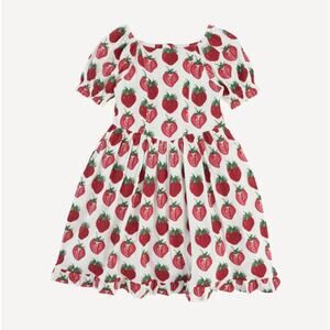 NWT KATE QUINN The Woods Puff Sleeve Princess Dress Spring Strawberry 3/6 Months